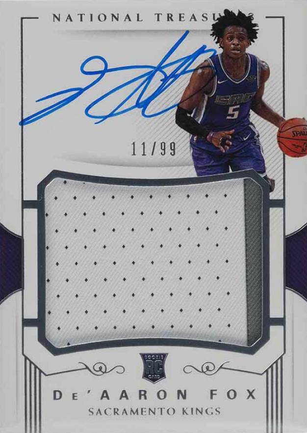 2017 Panini National Treasures DE'Aaron Fox #105 Basketball Card