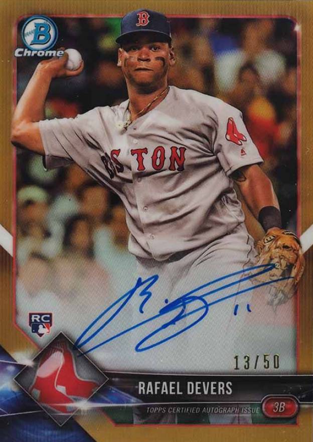 2018 Bowman Chrome Rookie Autograph Rafael Devers #BCRARD Baseball Card