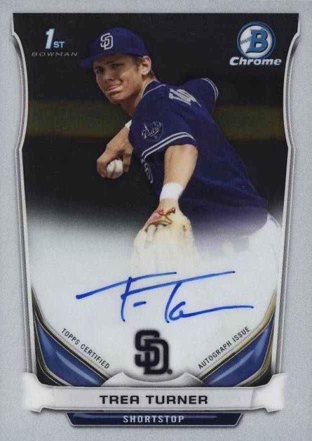 2014 Bowman Chrome Draft Pick Autograph Trea Turner #TT Baseball Card