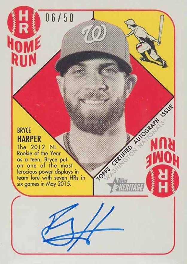 2015 Topps Heritage '51 Collection Autographs Bryce Harper #BH Baseball Card