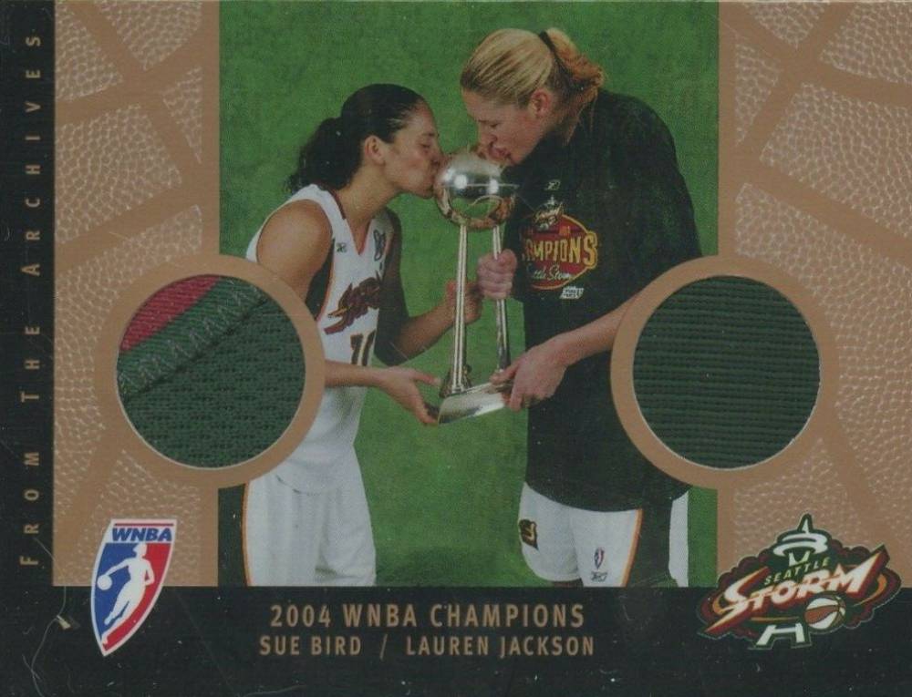 2005 Rittenhouse WNBA Case Topper Dual Relics Jackson/Bird #DA-1 Basketball Card